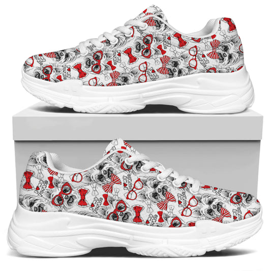 Lovely Yorkshire Terrier Pattern Print White Chunky Shoes