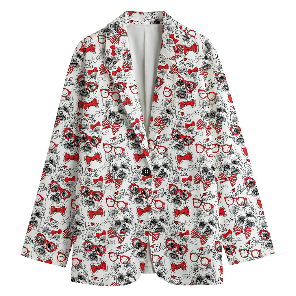 Lovely Yorkshire Terrier Pattern Print Women's Blazer