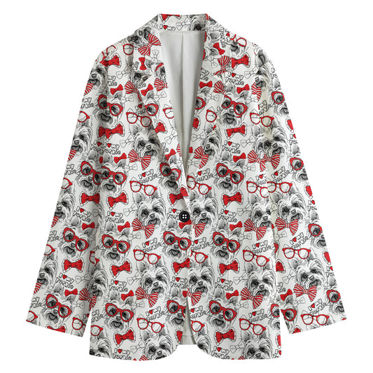 Lovely Yorkshire Terrier Pattern Print Women's Blazer