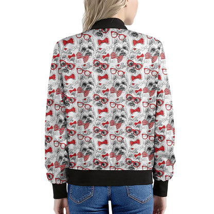 Lovely Yorkshire Terrier Pattern Print Women's Bomber Jacket