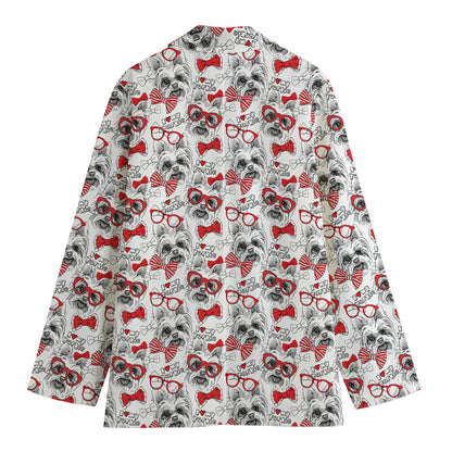 Lovely Yorkshire Terrier Pattern Print Women's Cotton Blazer