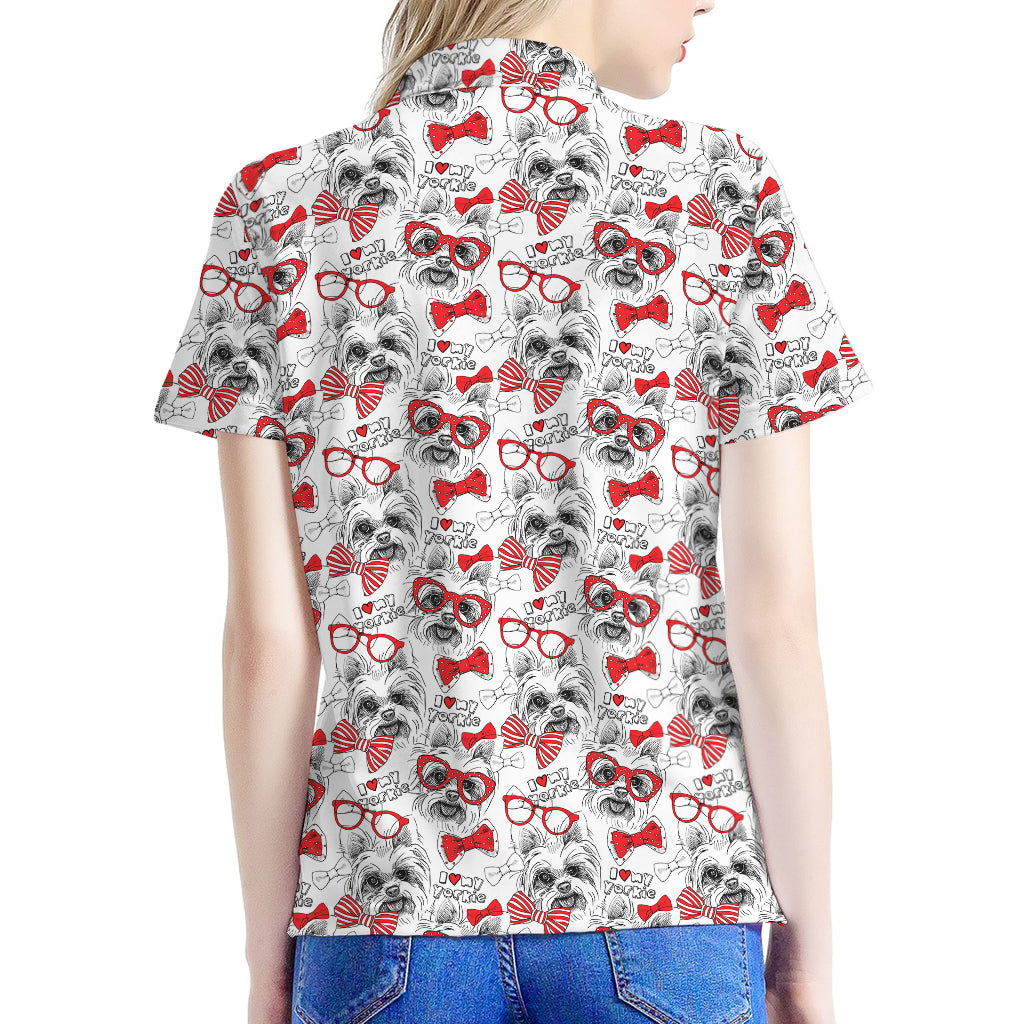 Lovely Yorkshire Terrier Pattern Print Women's Polo Shirt