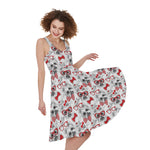 Lovely Yorkshire Terrier Pattern Print Women's Sleeveless Dress
