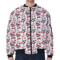 Lovely Yorkshire Terrier Pattern Print Zip Sleeve Bomber Jacket