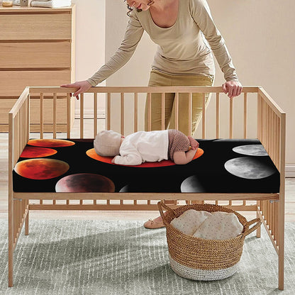 Lunar Eclipse Cycle Print Baby Crib Sheet