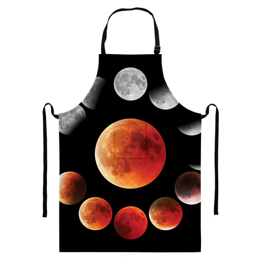 Lunar Eclipse Cycle Print Bib Apron With Pocket