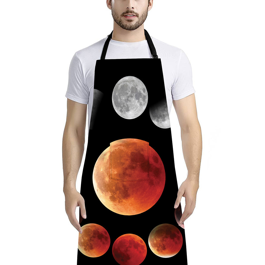 Lunar Eclipse Cycle Print Bib Apron With Pocket