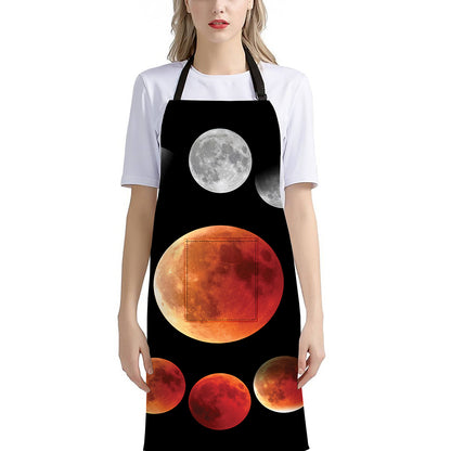 Lunar Eclipse Cycle Print Bib Apron With Pocket