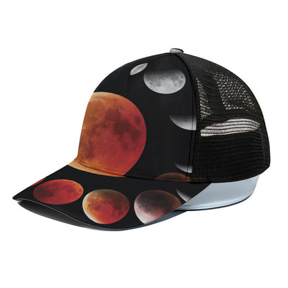 Lunar Eclipse Cycle Print Black Mesh Trucker Cap