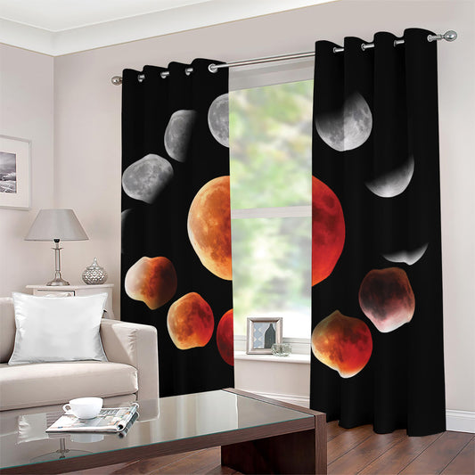 Lunar Eclipse Cycle Print Blackout Grommet Curtains