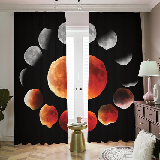 Lunar Eclipse Cycle Print Blackout Pencil Pleat Curtains