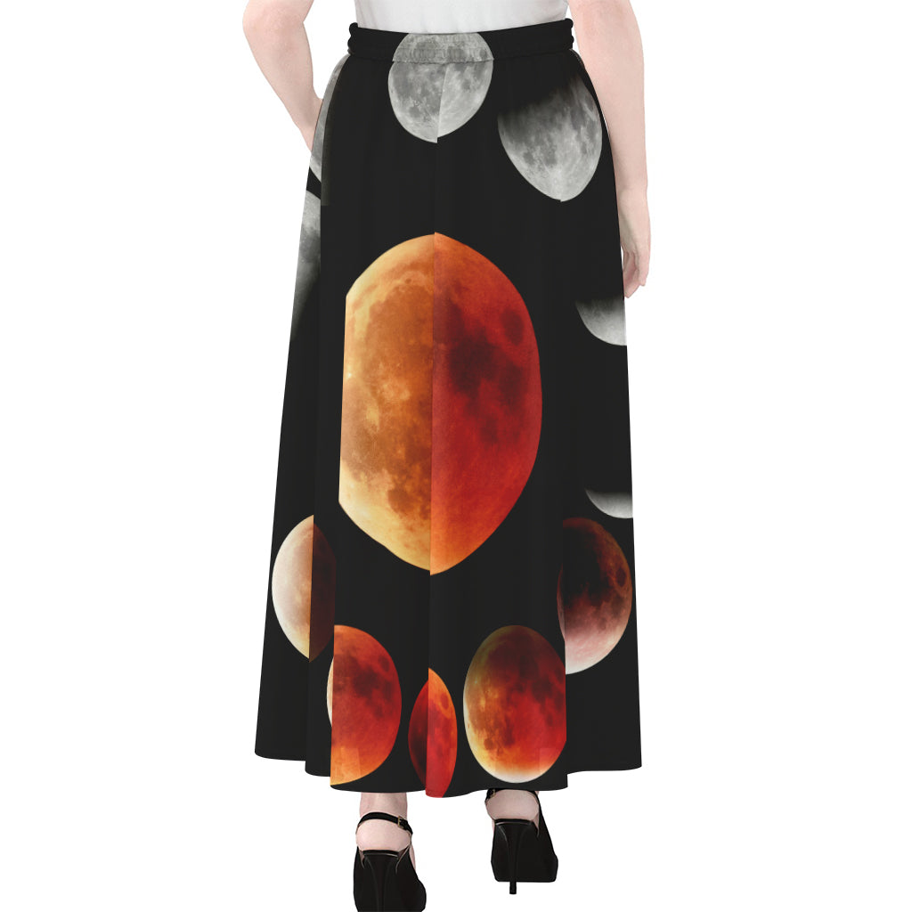 Lunar Eclipse Cycle Print Chiffon Maxi Skirt