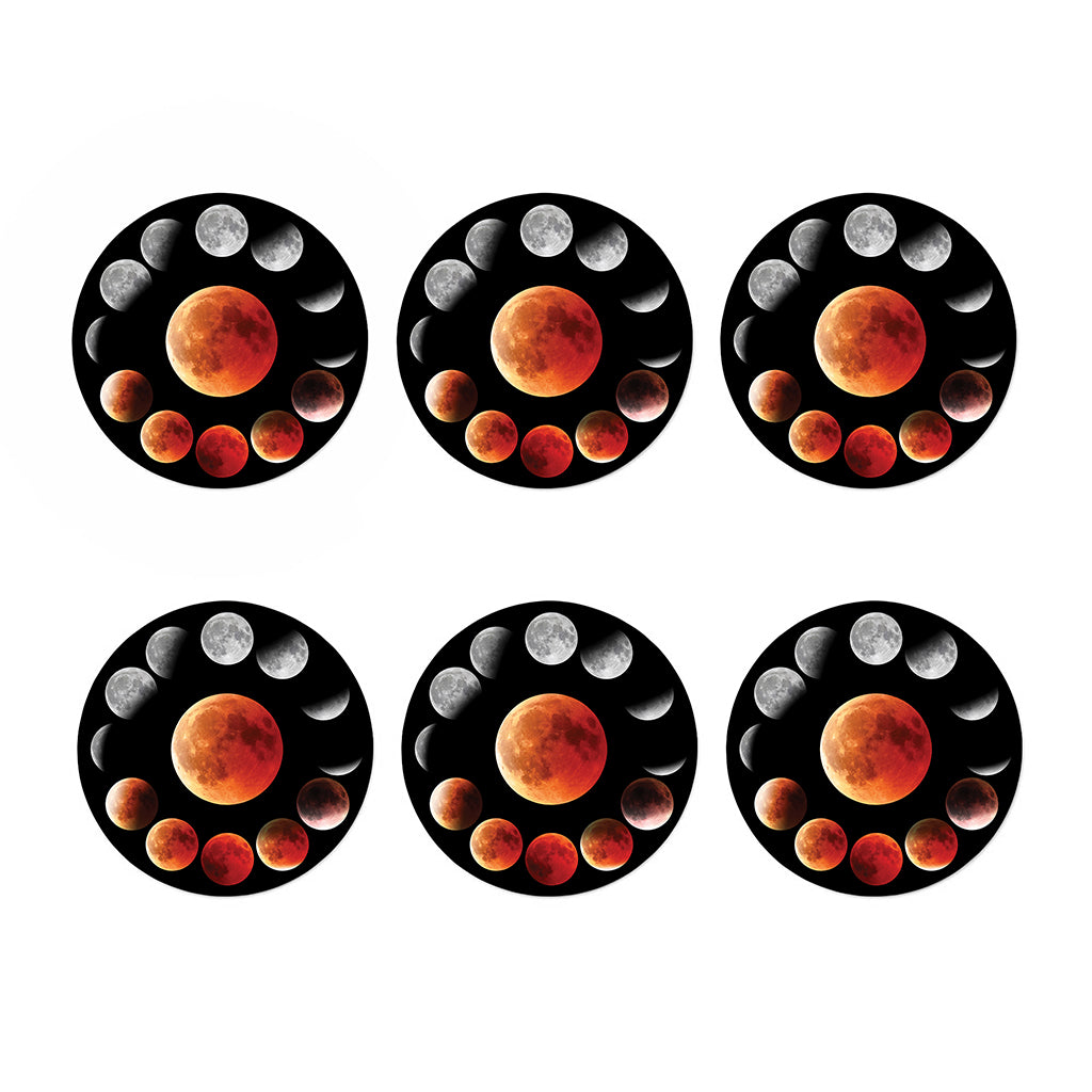 Lunar Eclipse Cycle Print Coaster Set