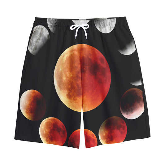 Lunar Eclipse Cycle Print Cotton Shorts