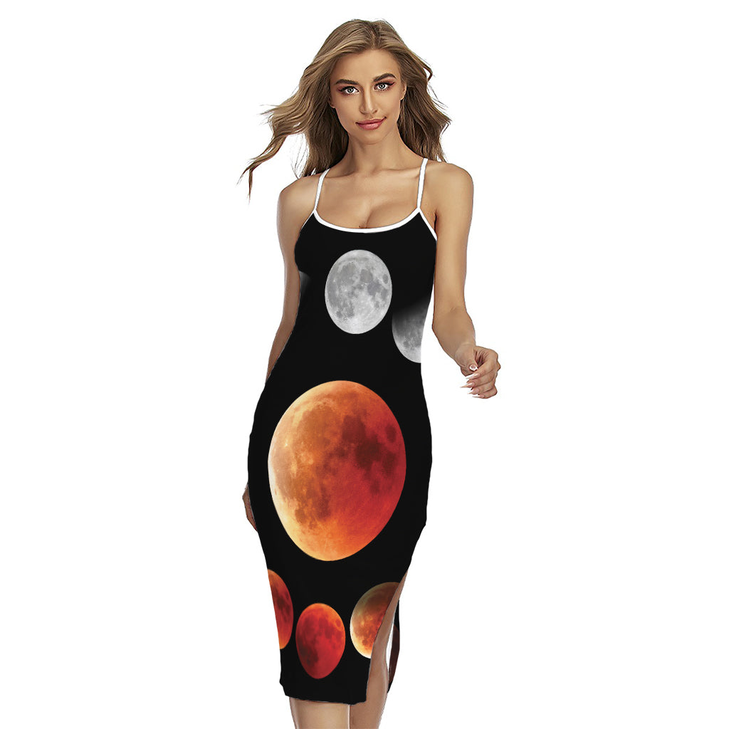 Lunar Eclipse Cycle Print Cross Back Cami Dress