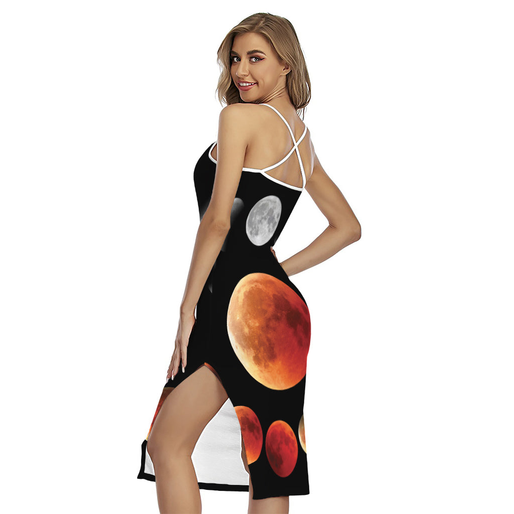 Lunar Eclipse Cycle Print Cross Back Cami Dress