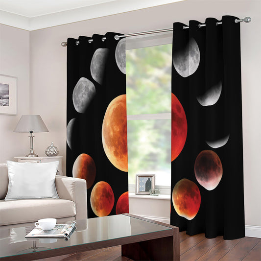 Lunar Eclipse Cycle Print Extra Wide Grommet Curtains