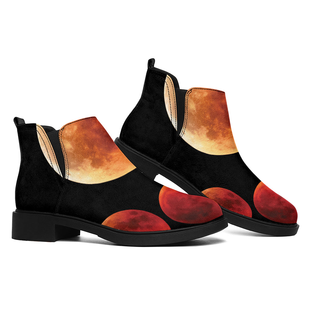 Lunar Eclipse Cycle Print Flat Ankle Boots