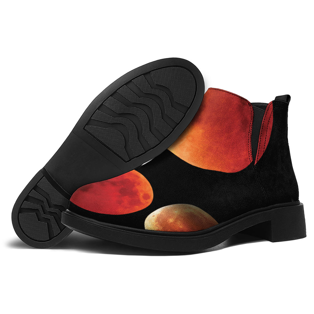 Lunar Eclipse Cycle Print Flat Ankle Boots