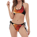 Lunar Eclipse Cycle Print Halter Scoop Tie Side Bikini