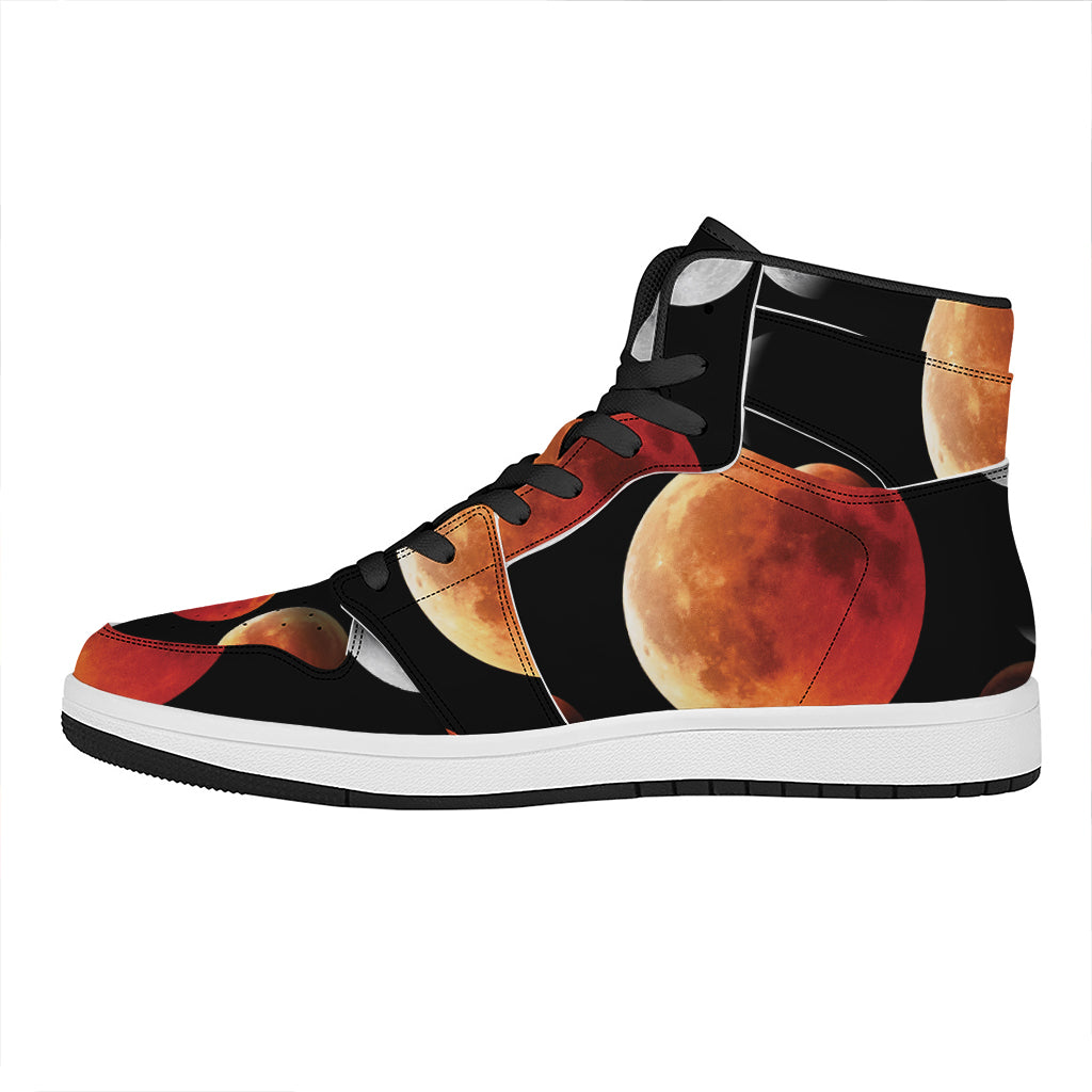 Lunar Eclipse Cycle Print High Top Leather Sneakers