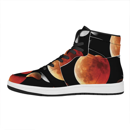 Lunar Eclipse Cycle Print High Top Leather Sneakers