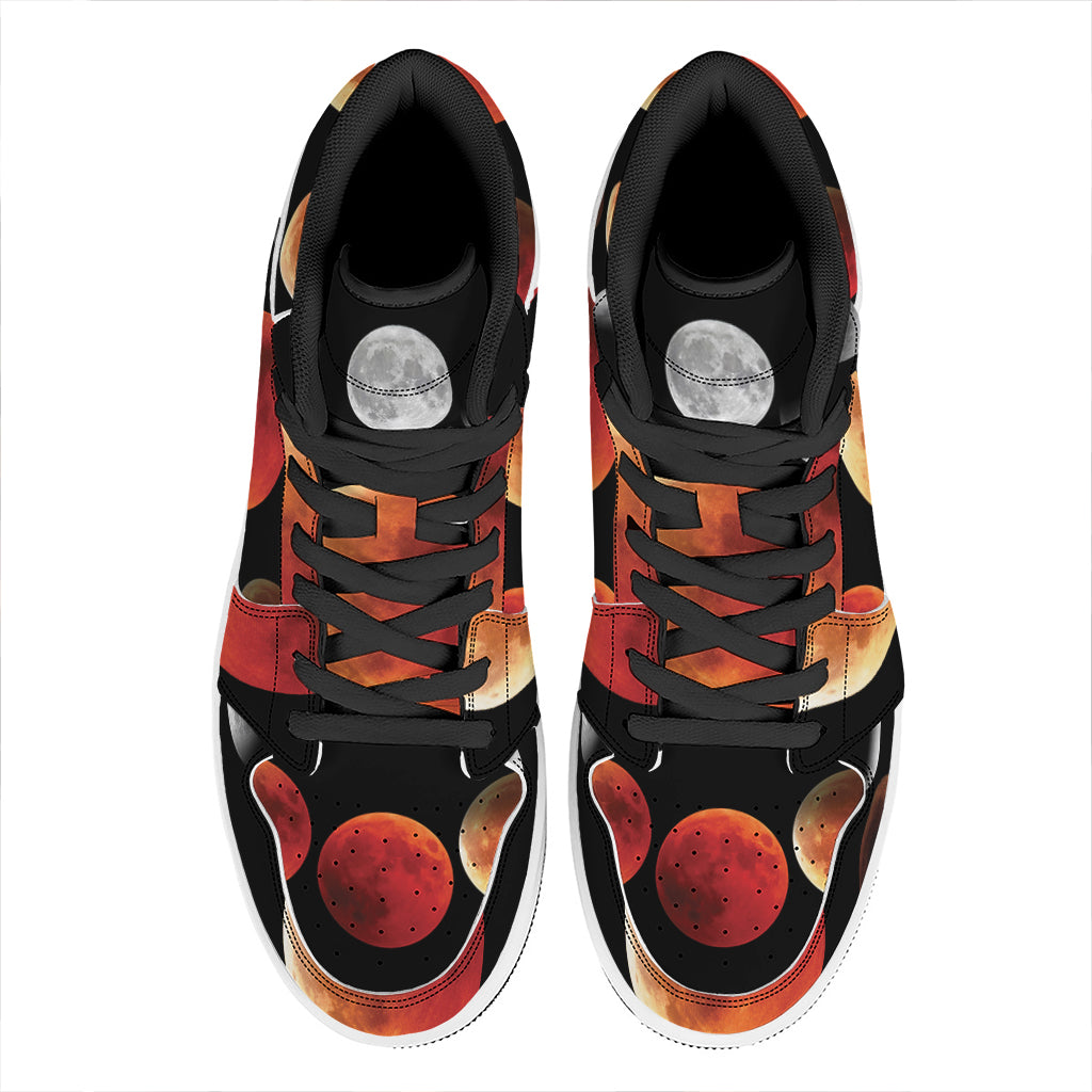 Lunar Eclipse Cycle Print High Top Leather Sneakers