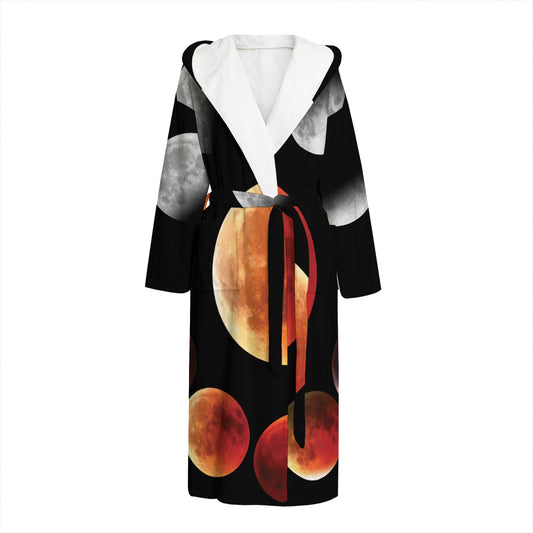 Lunar Eclipse Cycle Print Hooded Bathrobe