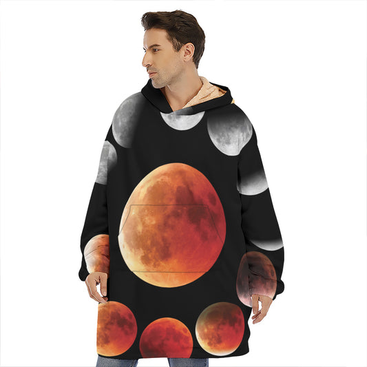 Lunar Eclipse Cycle Print Hoodie Blanket