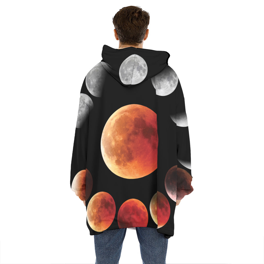 Lunar Eclipse Cycle Print Hoodie Blanket