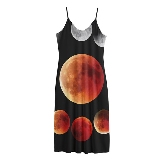 Lunar Eclipse Cycle Print Jersey Midi Cami Dress