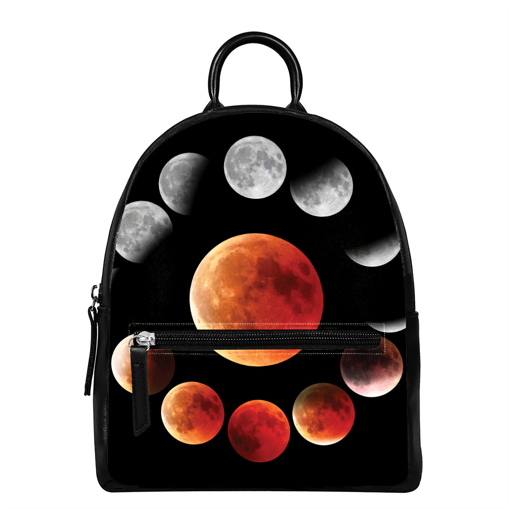 Lunar Eclipse Cycle Print Leather Backpack