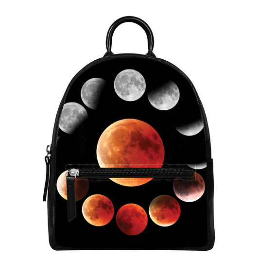 Lunar Eclipse Cycle Print Leather Backpack