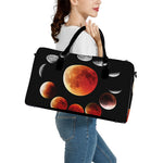 Lunar Eclipse Cycle Print Leather Duffle Bag
