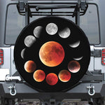Lunar Eclipse Cycle Print Leather Spare Tire Cover