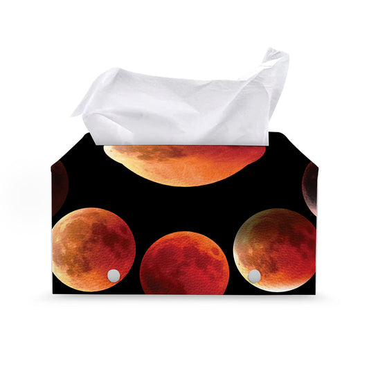 Lunar Eclipse Cycle Print Leather Tissue Box Cover