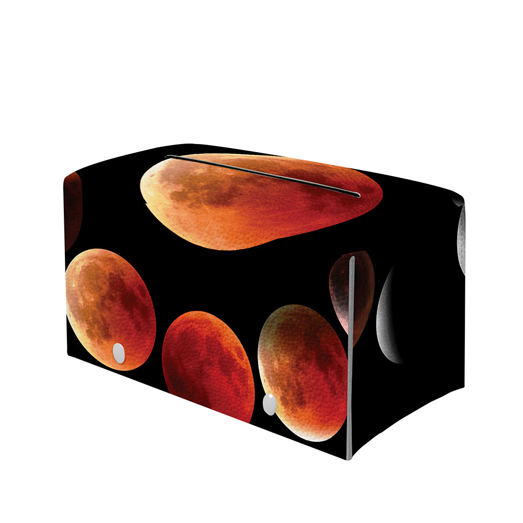 Lunar Eclipse Cycle Print Leather Tissue Box Cover