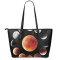 Lunar Eclipse Cycle Print Leather Tote Bag With Zipper