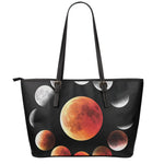 Lunar Eclipse Cycle Print Leather Tote Bag