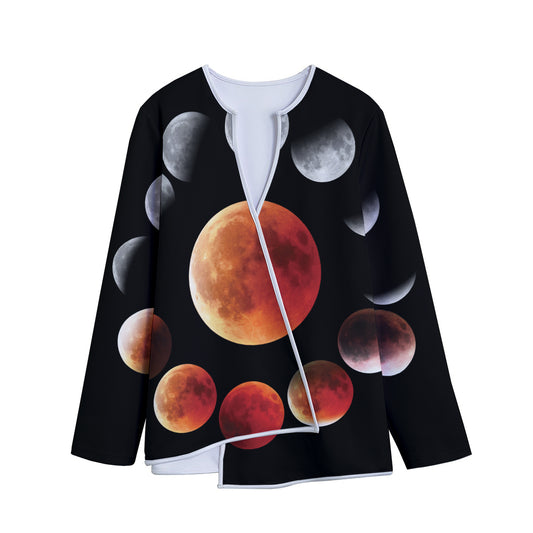 Lunar Eclipse Cycle Print Long Sleeve Short Coat