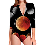 Lunar Eclipse Cycle Print Long Sleeve Swimsuit