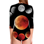 Lunar Eclipse Cycle Print Long Sleeve Swimsuit