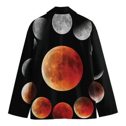Lunar Eclipse Cycle Print Men's Cotton Blazer