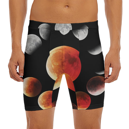 Lunar Eclipse Cycle Print Men's Long Boxer Briefs