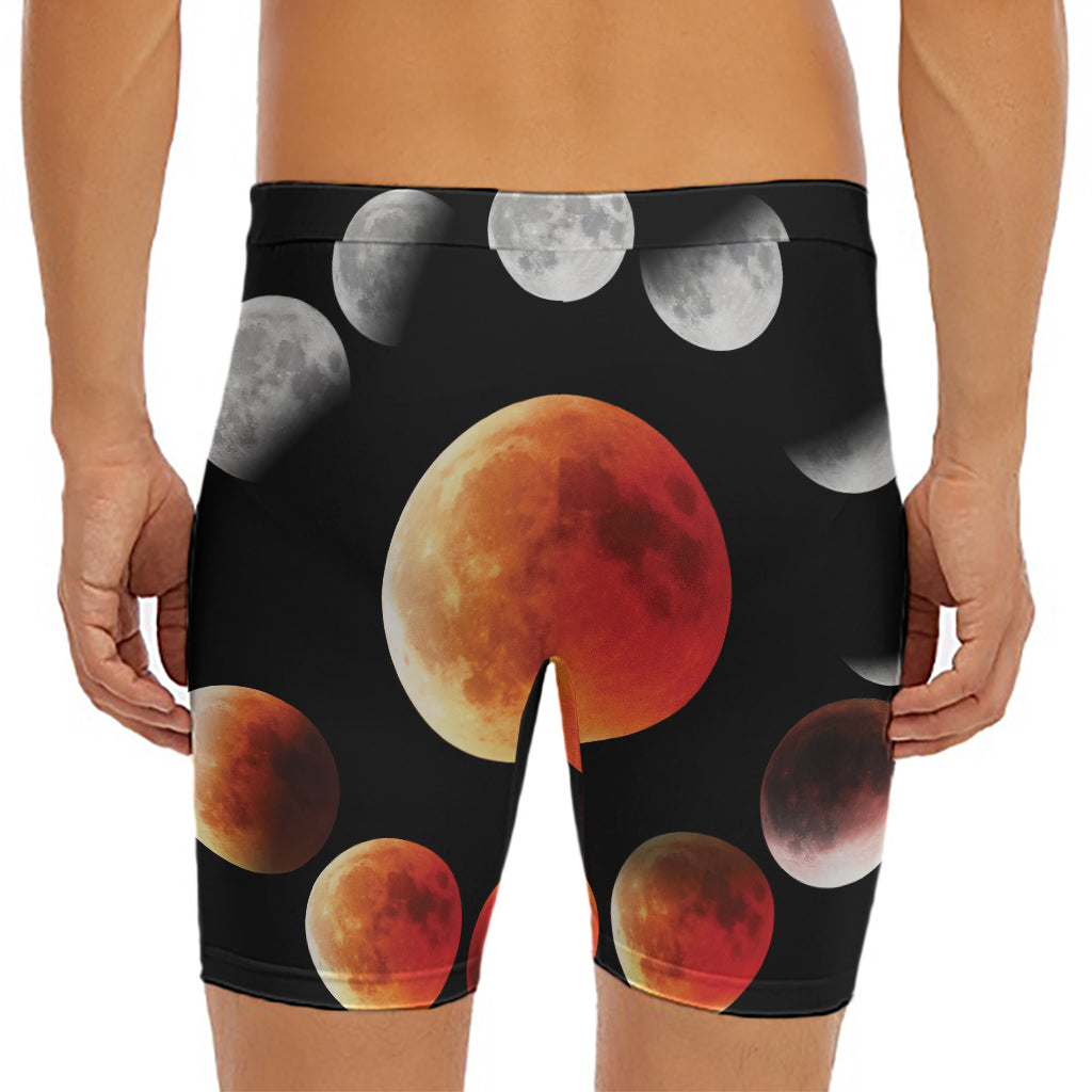 Lunar Eclipse Cycle Print Men's Long Boxer Briefs