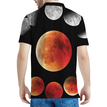 Lunar Eclipse Cycle Print Men's Polo Shirt