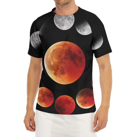 Lunar Eclipse Cycle Print Men's Short Sleeve Rash Guard