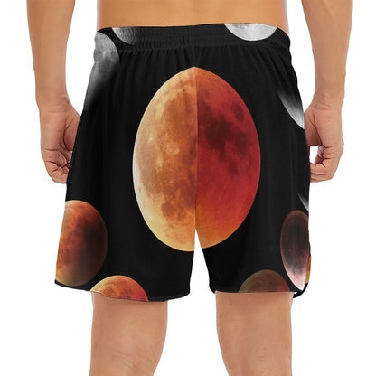 Lunar Eclipse Cycle Print Men's Split Running Shorts