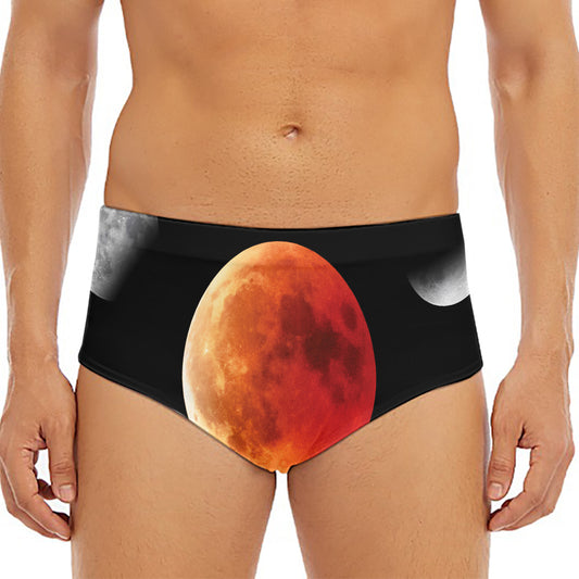 Lunar Eclipse Cycle Print Men's Triangle Swim Briefs