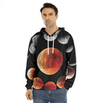 Lunar Eclipse Cycle Print Men's Velvet Pullover Hoodie